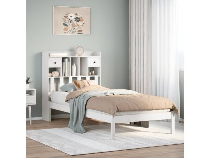 vidaXL Postel s knihovnou bez matrace bílá 90x190 cm masivní borovice