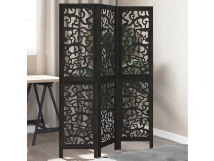 vidaXL Paraván 3dílný černý masivní dřevo pavlovnie