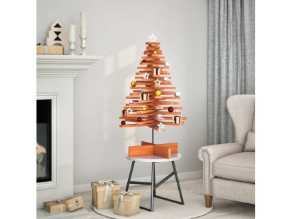 vidaXL Dřevěný vánoční stromek na ozdoby voskově hnědý 100 cm borovice