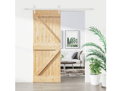 vidaXL Posuvné dveře s kováním 80 x 210 cm masivní borové dřevo