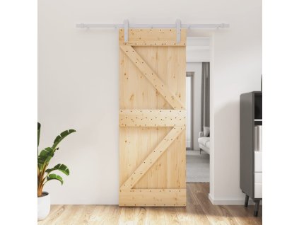 vidaXL Posuvné dveře s kováním 80 x 210 cm masivní borové dřevo