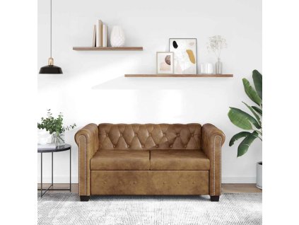 vidaXL Chesterfield sedačka 2místná umělá kůže hnědá