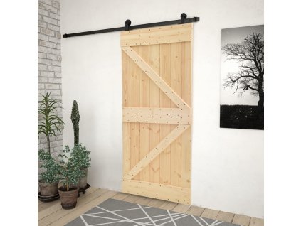 vidaXL Posuvné dveře se setem kování 90 x 210 cm masivní borové dřevo