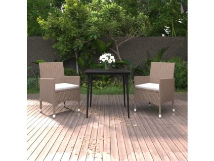 vidaXL 3dílný zahradní jídelní set s poduškami polyratan a sklo
