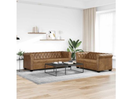 vidaXL Chesterfield sada 2místné a 3místné pohovky hnědá