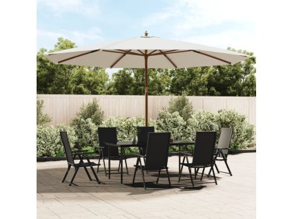 vidaXL Zahradní slunečník s dřevěnou tyčí pískový 400 x 273 cm