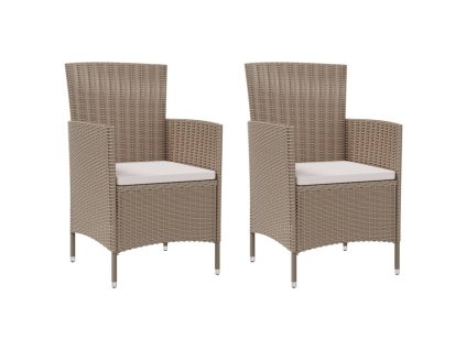 vidaXL Zahradní židle s poduškami 2 ks polyratan béžové