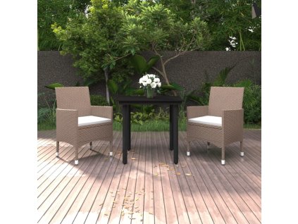 vidaXL 3dílný zahradní jídelní set s poduškami polyratan a sklo