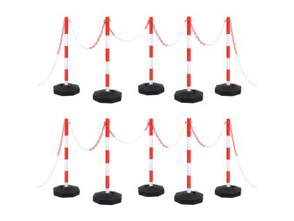 vidaXL Sada sloupků s 10m plastovým řetězem