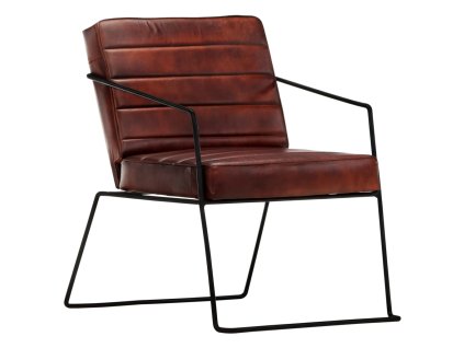 vidaXL Křeslo tmavě hnědé pravá kůže