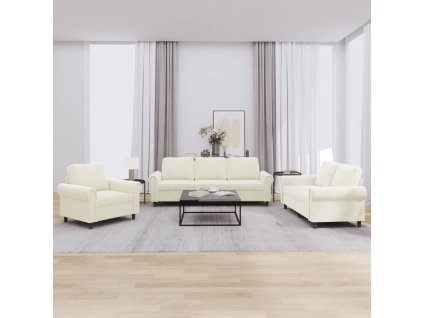 vidaXL 3dílná sedací souprava s poduškami krémová samet