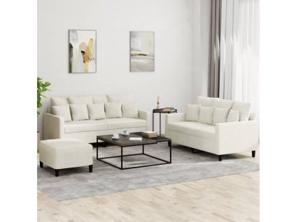 vidaXL 3dílná sedací souprava s poduškami krémová samet