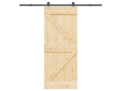 vidaXL Posuvné dveře s kováním 85 x 210 cm masivní borové dřevo