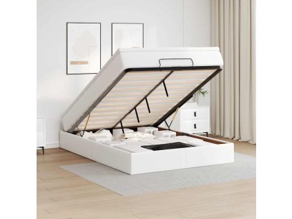 vidaXL Osmanský rám postele s matrací bílý 140x190cm umělá kůže