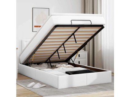 vidaXL Osmanský rám postele s matrací bílý 120x190 cm umělá kůže