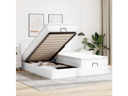 vidaXL Osmanský rám postele s matrací bílý 180x200cm umělá kůže