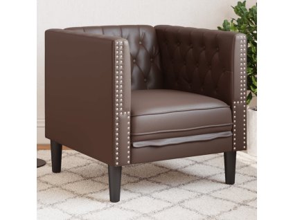 vidaXL Křeslo Chesterfield hnědé umělá kůže