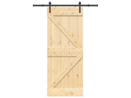 vidaXL Posuvné dveře s kováním 85 x 210 cm masivní borové dřevo