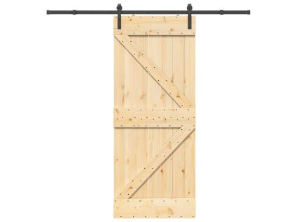 vidaXL Posuvné dveře s kováním 85 x 210 cm masivní borové dřevo