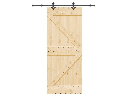 vidaXL Posuvné dveře s kováním 85 x 210 cm masivní borové dřevo