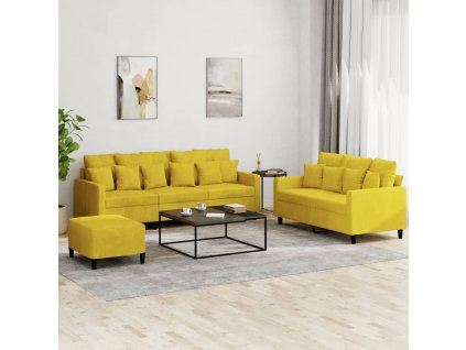 vidaXL 3dílná sedací souprava s poduškami žlutá samet