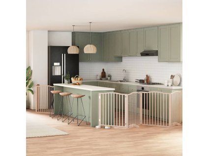 vidaXL Zábrana pro psy s dvířky skládací 8 panelů 640 cm topol