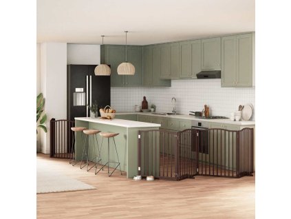 vidaXL Zábrana pro psy s dvířky skládací 6 panelů hnědá 480 cm topol