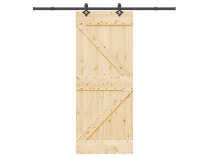vidaXL Posuvné dveře s kováním 85 x 210 cm masivní borové dřevo