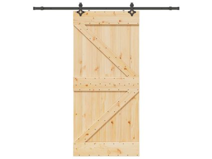 vidaXL Posuvné dveře s kováním 100 x 210 cm masivní borové dřevo
