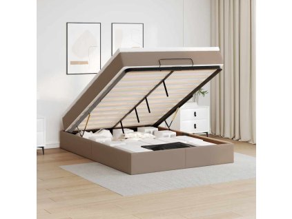 vidaXL Osmanský rám postele s matrací cappuccino 140x200cm umělá kůže