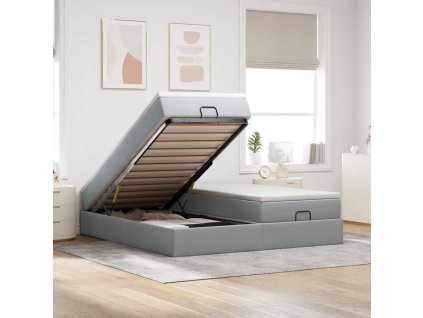 vidaXL Osmanský rám postele s matrací světle šedá 160x200cm textil