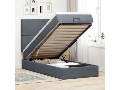 vidaXL Osmanský rám postele s matracemi tmavě šedá 90x200cm samet