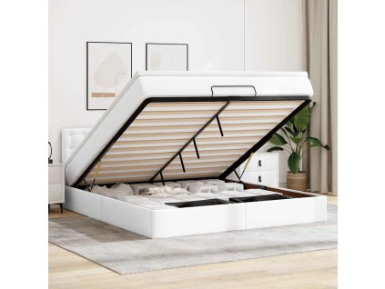 vidaXL Osmanský postel s matracemi&LED čistě bílý 180x200cm umělá kůže