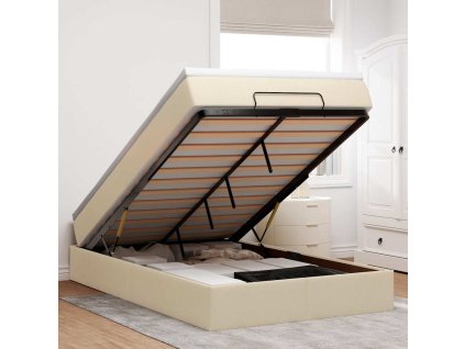 vidaXL Osmanský rám postele s matrací krémově 120x200cm textil