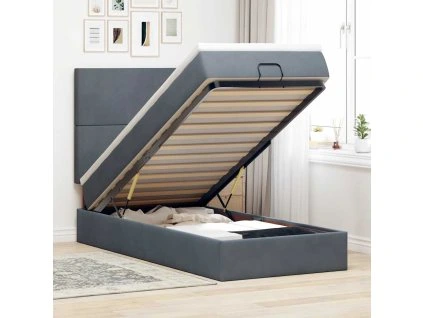 vidaXL Osmanský rám postele s matracemi tmavě šedá 90x190cm samet