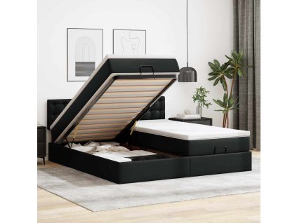 vidaXL Osmanský rám postele s matrací černá 180x200cm umělá kůže