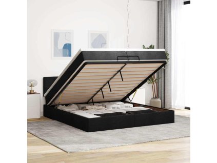 vidaXL Osmanský rám postele s matrací černý 200x200cm textil