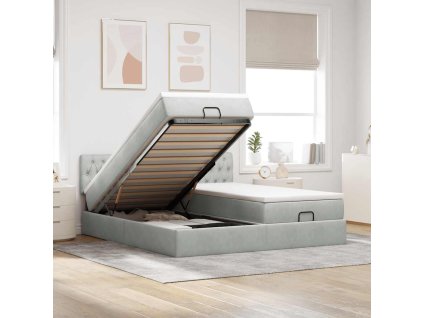 vidaXL Osmanský rám postele s matracíes světle šedá 160x200cm samet