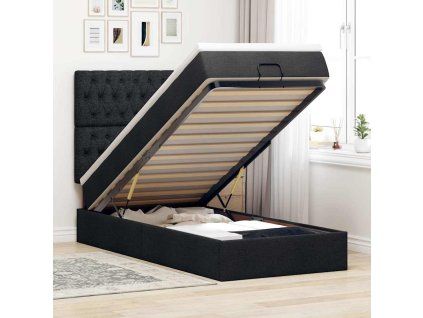 vidaXL Osmanská postel s matrací & LED černá 80x200cm látka