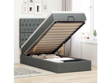 vidaXL Osmanský rám postele s matrací tmavě šedá 90x190cm textil