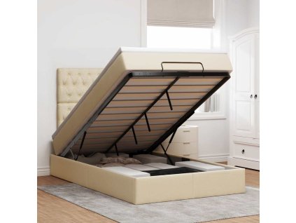 vidaXL Osmanský rám postele s matrací krémově 120x200cm textil