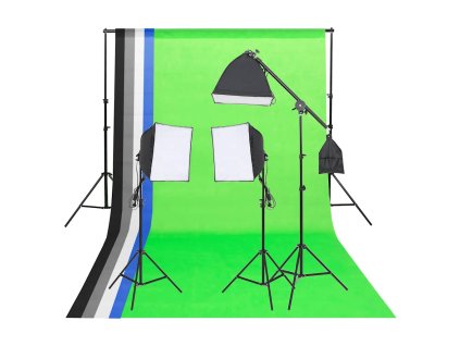 vidaXL Sada světel do fotoateliéru s pozadími a odraznou deskou