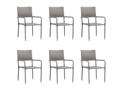 vidaXL Zahradní jídelní židle 6 ks stohovatelné černé polyratan