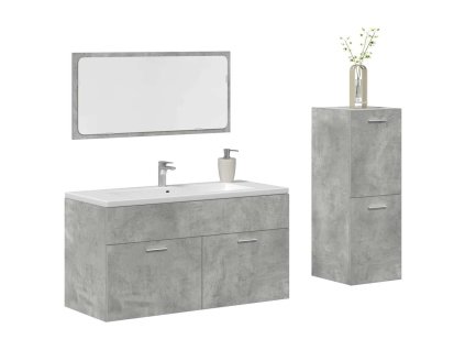 vidaXL 3dílný set koupelnového nábytku betonově šedý kompozitní dřevo