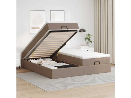 vidaXL Osmanský rám postele s matrací cappuccino 180x200cm umělá kůže