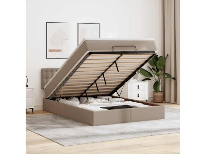 vidaXL Osmanský postel s matracemi&LED cappuccino 140x190cm umělá kůže