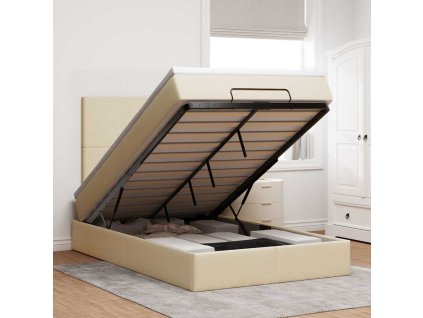 vidaXL Osmanský rám postele s matrací krémově 120x200cm textil