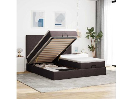 vidaXL Osmanský rám postele s matrací tmavě hnědá 180x200cm textil