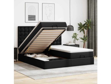 vidaXL Osmanský postel s matracemi&LED černá 180x200cm umělá kůže