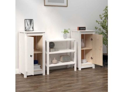 vidaXL Příborníky 2 ks bílé 39x35x80 cm masivní borové dřevo